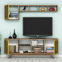 Hanah Home Conjunto de Muebles de Salón Chevron Nogal y Amarillo